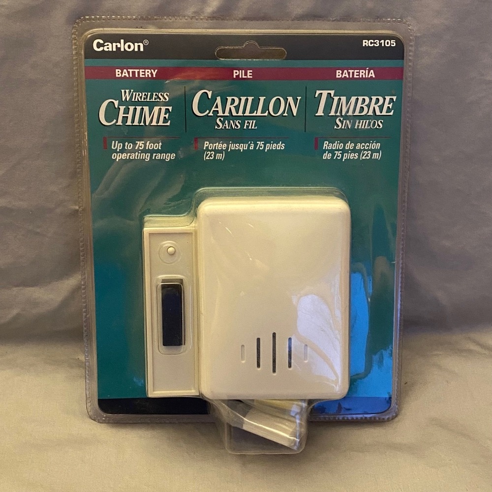 Carlon RC3105 Wireless Battery Chime Doorbell Kit White Up to 75 Foot Range